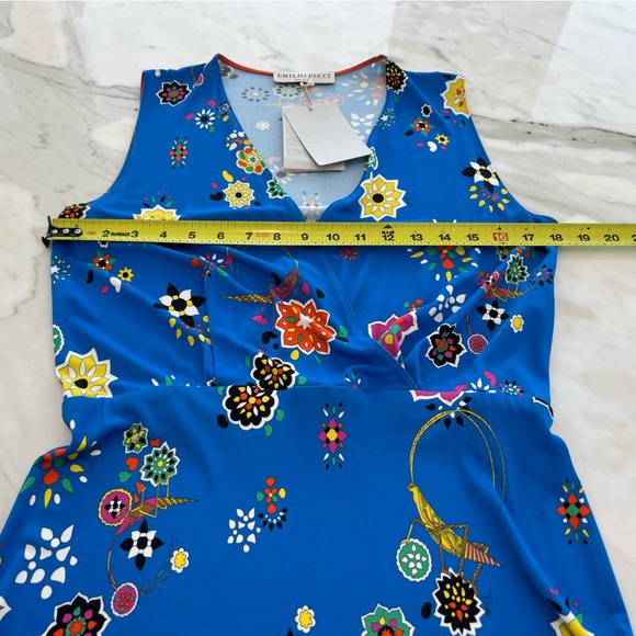 EMILIO PUCCI BLUE GRASSHOPPER DRESS MODEL 61RG53 SIZE IT 44 / US 10 NWTS! - Picture 9 of 15